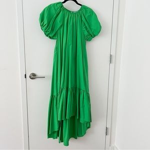 Christopher John Rogers Short Puff Sleeve Kelly Green Maxi Dress in Size XS